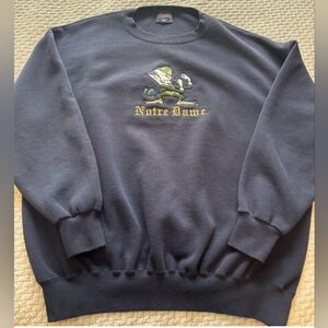 Awesome Rare Vintage Notre Dame Fighting Irish Logo Navy Sweatshirt, Sz L!